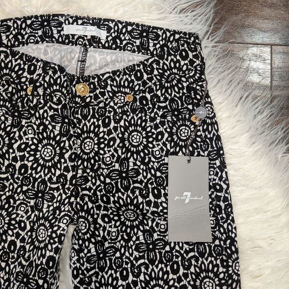 NWT 7 for All Mankind black and white Skinny Jeans 👖 23 - Picture 4 of 8